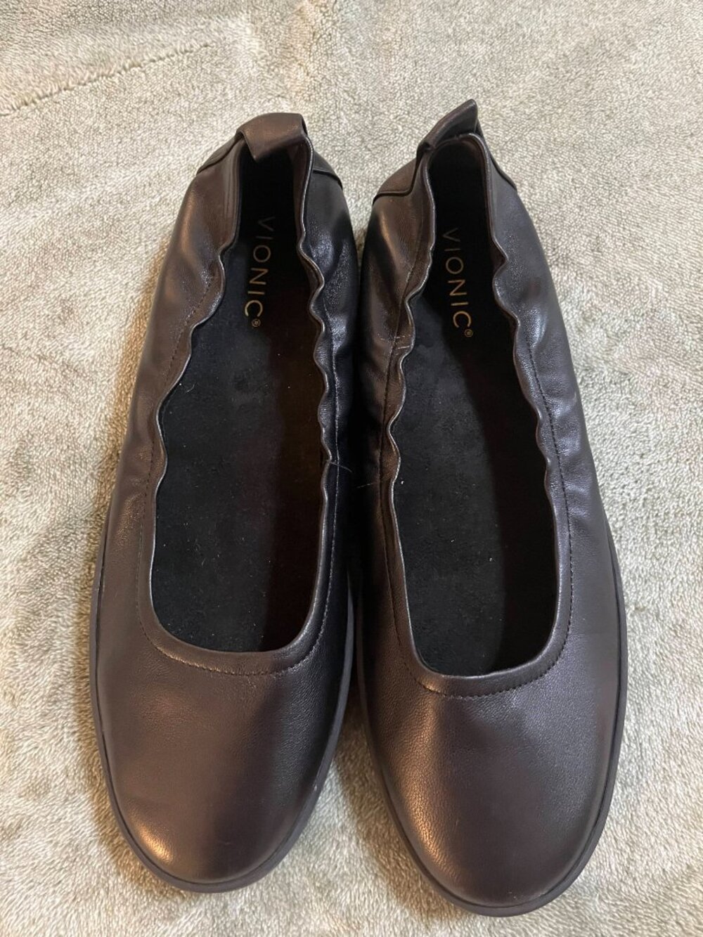 Vionic Uptown Ballet Flats Black Leather Size 11 Comfort Slip‑On Shoes - Picture 3 of 9